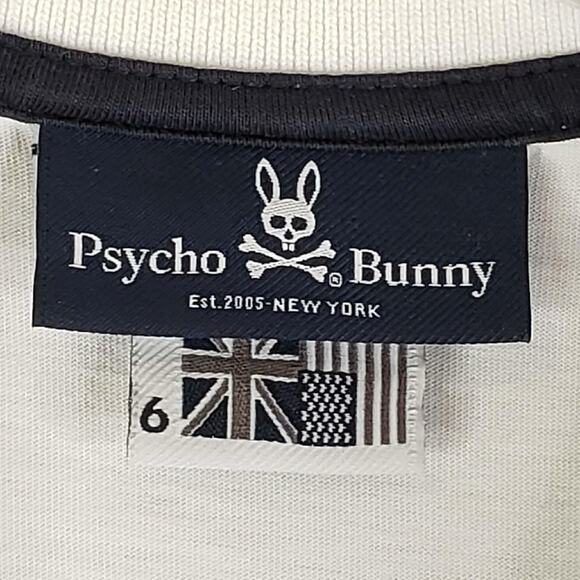 Psycho Bunny Polo Shirt Size 6 US Large L Patchin Chenille Logo White - Picture 8 of 10